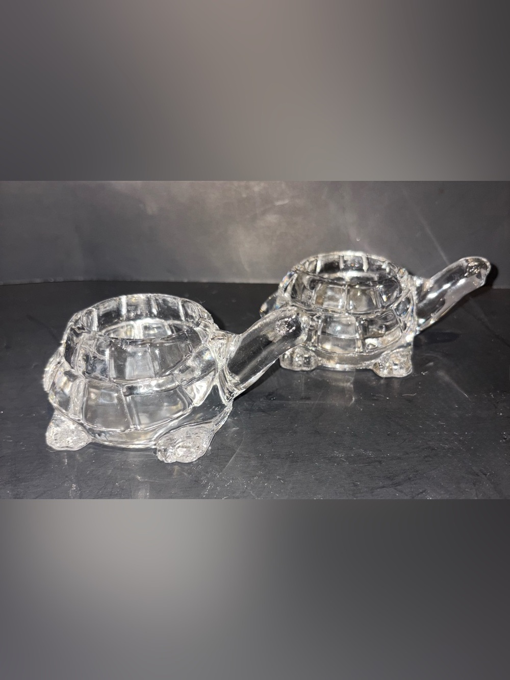 Indiana Glass Clear Turtle-Shaped Glass Candle Holders - Pair